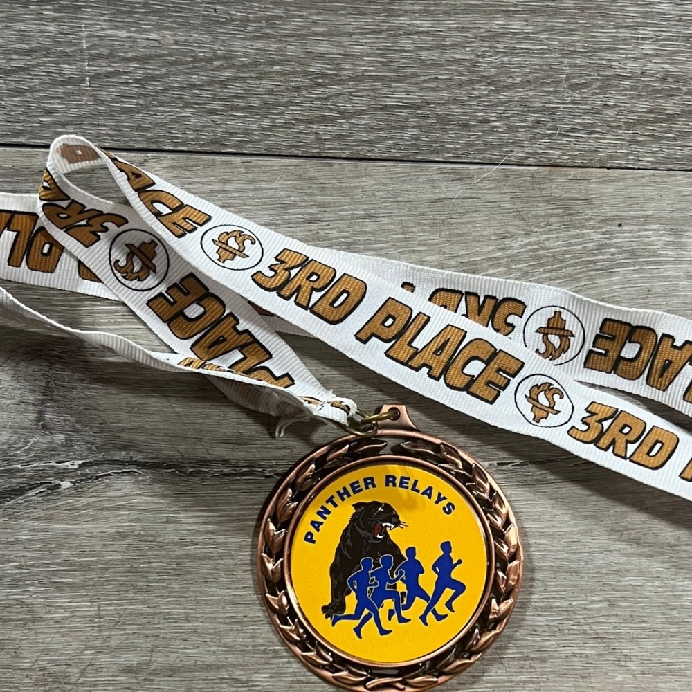VTG Panther Relays 3rd Place Medal Crown Award Bronze Track Field School Lanyard